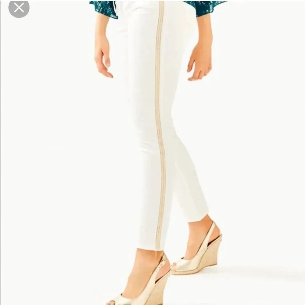 Lilly Pulitzer worth skinny side seam sateen pants Size 00 New